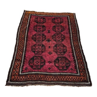 Vintage Afghan Bokhara Rug, Hand-Knotted Wool, 1950s Geometric Design For Sale