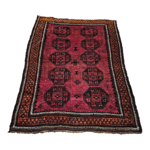 Vintage Afghan Bokhara Rug, Hand-Knotted Wool, 1950s Geometric Design