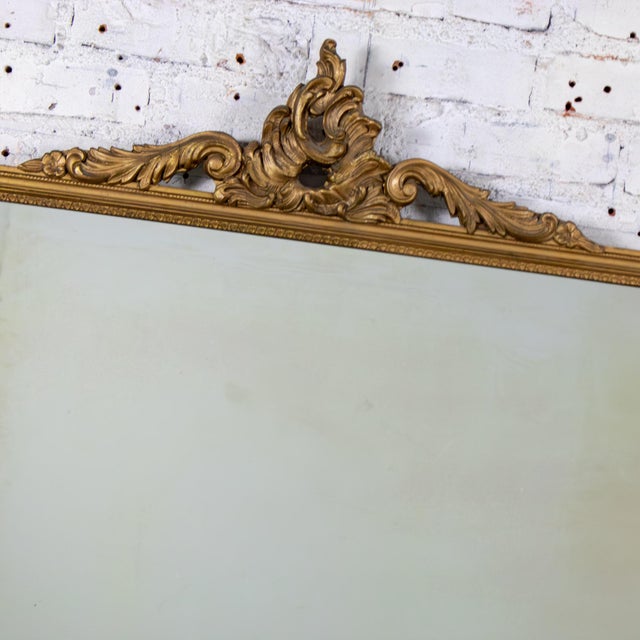 Mid 20th Century Early to Mid-20th Century Baroque or Rococo Style Wall Mirror With Carved Gilded Ornate Details For Sale - Image 5 of 18