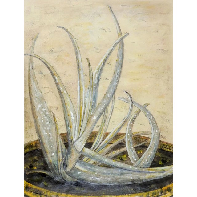 Mid-Century Modern Vintage Aloe Plant Painting For Sale - Image 3 of 3