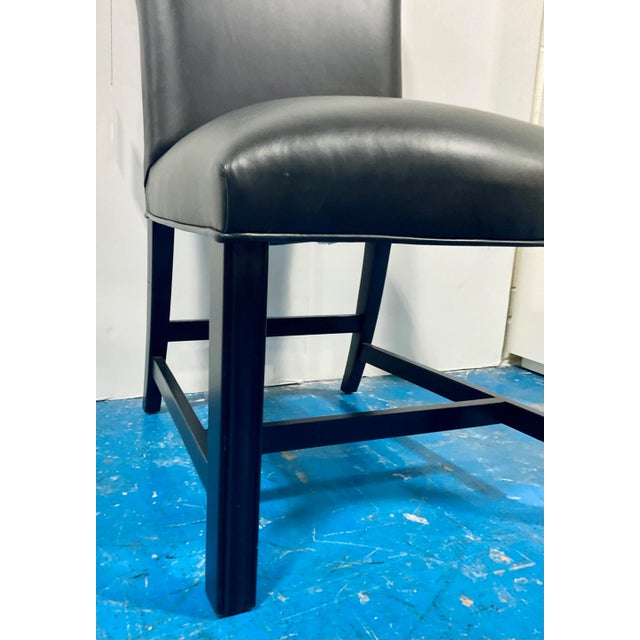 2020s Maitland-Smith Transitional Black Leather Side Chair For Sale - Image 5 of 8