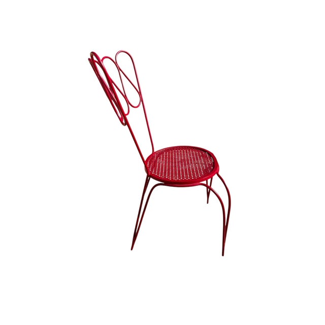 Mid-Century Modern Garden Table and Chairs in Red Lacquered Iron by Gio Ponti, 1950s, Set of 3 For Sale - Image 3 of 4