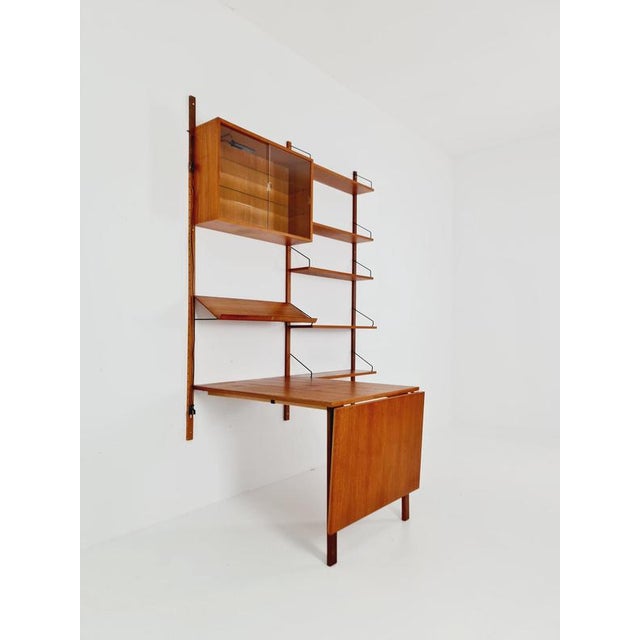 Large Mid-Century Danish Teak Wall Unit with Showcase and Dining Table or Desk by Poul Cadovius for Cado, Denmark, 1960s For Sale - Image 14 of 18
