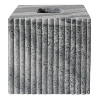 Erin Gates x Kassatex Beacon Hill Fluted Marble Tissue Holder, Grey For Sale