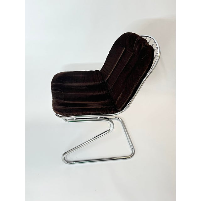 Metal Dining Chairs with Brown Velvet Cushions, Italy, 1970s, Set of 4 For Sale - Image 14 of 15
