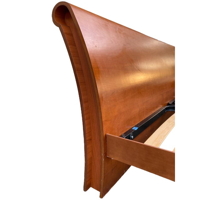 1990s Modern Italian Teak Floating Platform King Bed For Sale - Image 4 of 11