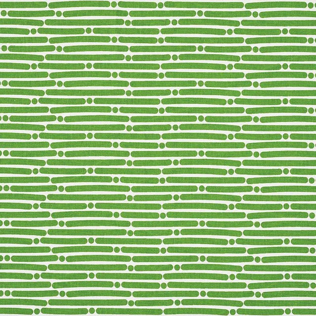 Sample - Schumacher X Studio Bon Dot Dash Fabric in Green For Sale