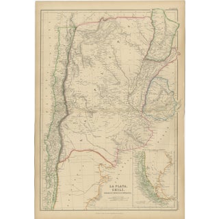 Antique Map of La Plata, 1860 For Sale