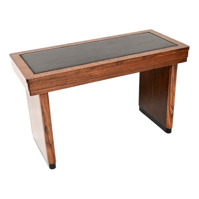 Art Deco Walnut Desk with Leather Top, 1930s For Sale