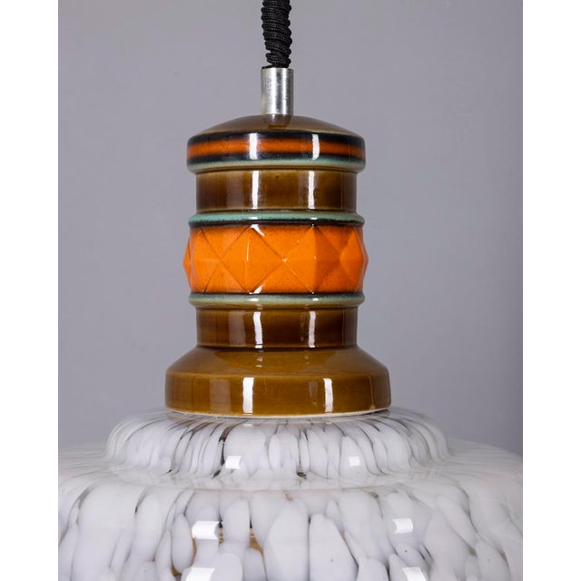 Vintage Ceramic and Glass Pendant Light, Italy, 1960s For Sale - Image 4 of 12