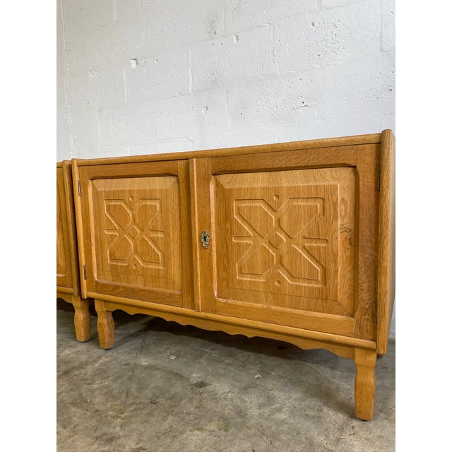 Henning Kjaernulf Henning Kjaernulf Oak Brutalist Danish Side Tables or Nightstands For Sale - Image 4 of 7