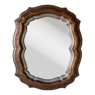 1960’s Italian Hollywood Regency Carved Wood Wall Mirror For Sale