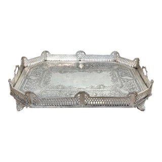 Grand 19th C English Style Silverplate Serving Tray For Sale