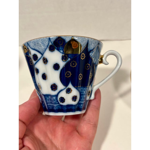 1990s Vintage Imperial Porcelain Church Bells Tea Set 3 Pc LFZ Lomonosov Teapot, Cup, Saucer For Sale - Image 5 of 12