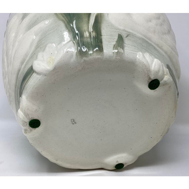 Art Nouveau 1900s Majolica Swan Jardiniere Attributed to Keller & Guerin Saint Clement For Sale - Image 3 of 4