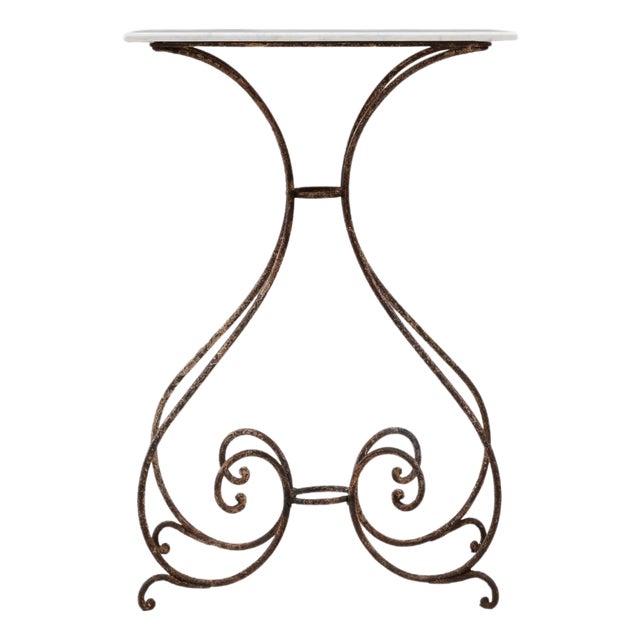 1900s French Metal Table With Marble Top For Sale