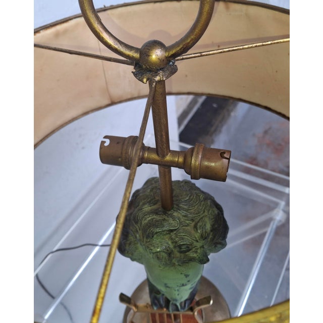 1940s French Regency Gilt and Patinated Beethoven Bust Table Lamp/ Buillotte Style Maison Charles For Sale - Image 11 of 12