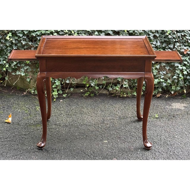 Vintage Ethan Allen Georgian Court Solid Cherry Tea Table For Sale In New York - Image 6 of 11