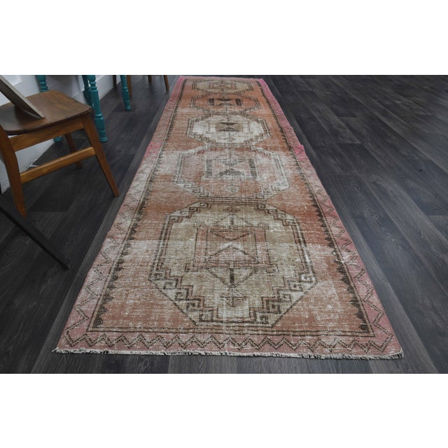 Islamic 1970s Vintage Handmade Wool Cotton Orange Runner Rug For Sale - Image 3 of 11