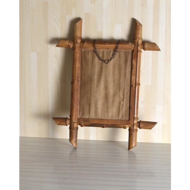 Brown Small French Style Wall Mirror in Faux Bamboo, 1920s For Sale - Image 8 of 9