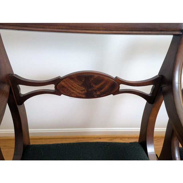 Set of 4 Duncan Phyfe / Regency-Revival Mahogany Dining Chairs, C. 1940s–60s — One Armchair, Needlepoint Seats For Sale In Washington DC - Image 6 of 12