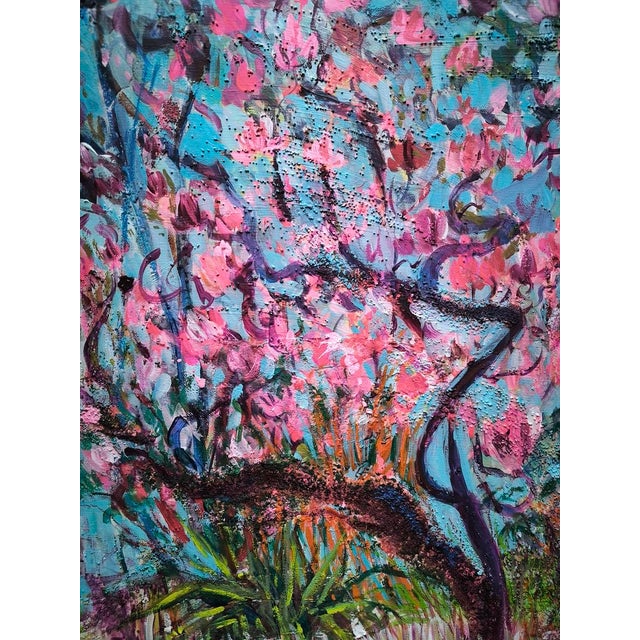This vibrant work presents a bucolic landscape where nature flourishes in a symphony of vivid colors. The artist seeks to...
