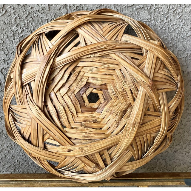 Mid 20th-Century Polish Tatza-Influenced Plaited Weave Rattan Center Star Shallow “Bowl Basket” For Sale - Image 13 of 18