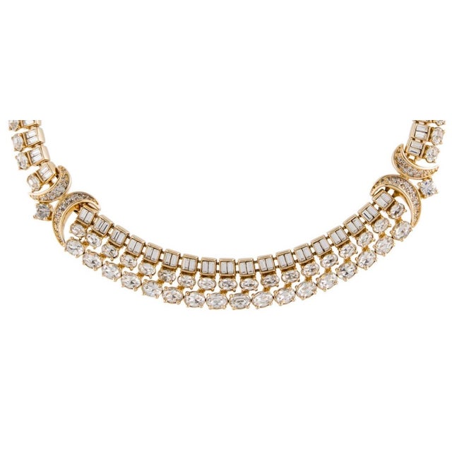 1990s 1990s Judith Leiber Collar Collier Necklace Choker Crystal Dimante Strass Vintage 24k Gold Plated For Sale - Image 5 of 10