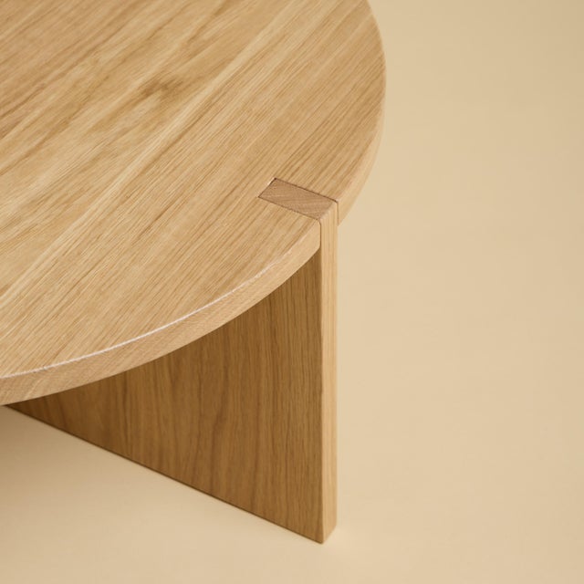 Round Oak Coffee Table by Lebanto For Sale - Image 4 of 6