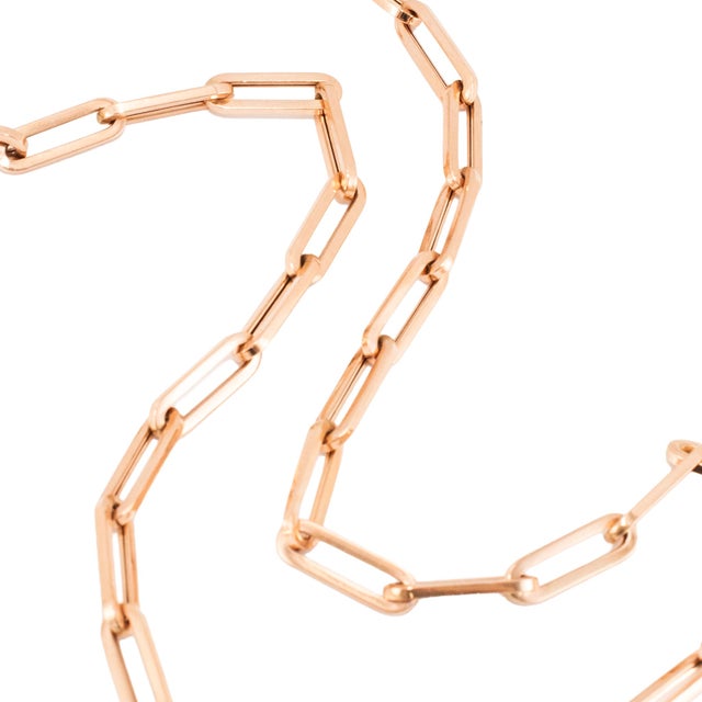Unisex 14k Rose Gold 5.20mm Oval Paper Clip Link Chain Necklace For Sale - Image 4 of 8