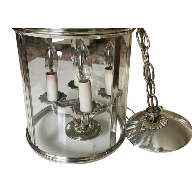 Metal 1970s Lightolier Silver Plated Lantern For Sale - Image 7 of 8