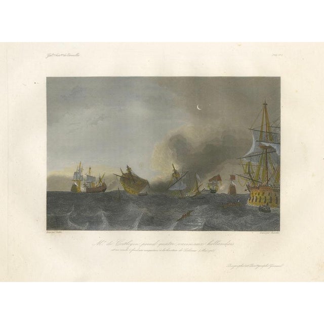 Baron Théodore Gudin, Coëtlogon Captures Four Dutch Warships Off Lisbon, 1839, Engraving For Sale - Image 9 of 9