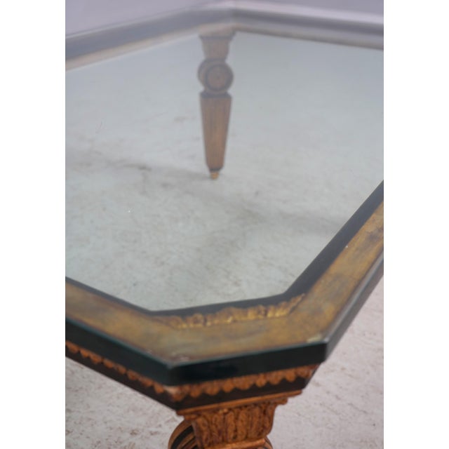 Stunning Vintage Neoclassical Glass Top Coffee Table For Sale In Philadelphia - Image 6 of 13
