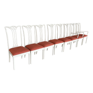 Vintage Italian White Lacquer Dining Chairs- Set of 8
