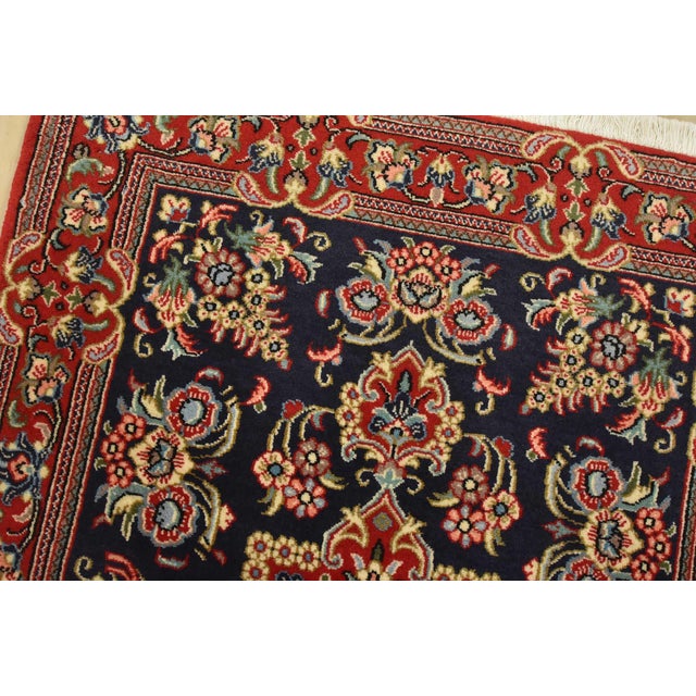 Qom Rug 2’8” X 3’11” Blue Wool Vintage Traditional Hand-Knotted Carpet For Sale In Philadelphia - Image 6 of 10