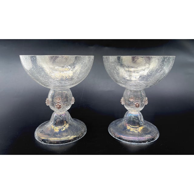 Exquisite Pair of Bohemian Art Nouveau Goblets – Iridescent Crackle Glass, circa 1900 This rare pair of antique drinking...