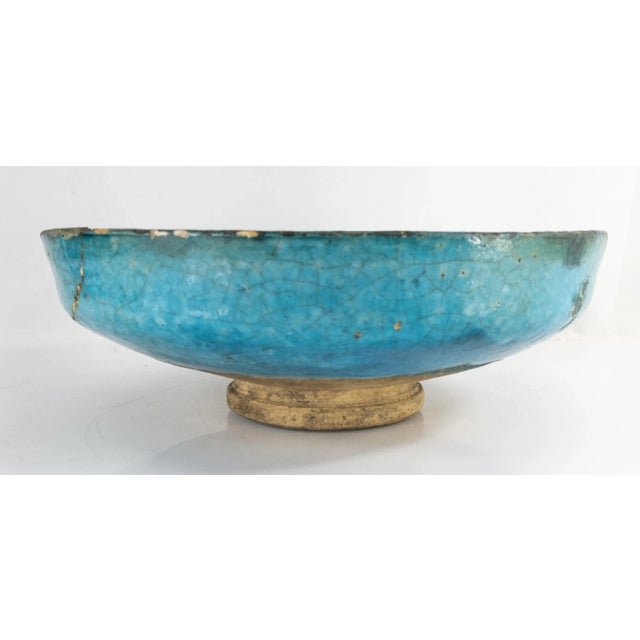 Ceramic Early Persian Turquoise and Blue Kashan Bowl For Sale - Image 7 of 12