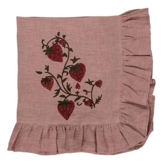 Sharland England Fraises des Bois Ruffled Napkins in Dusty Pink - Set of 4 For Sale