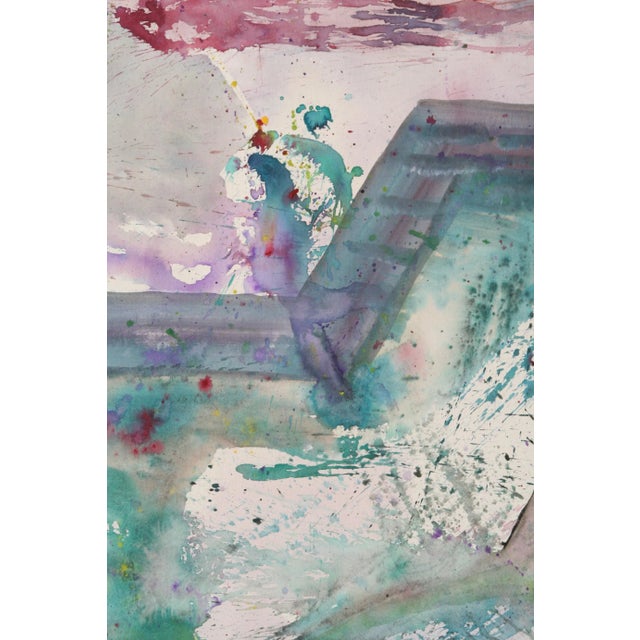 Dynamic, splashy and intriguing abstract watercolor by Eviristo Guiliani.