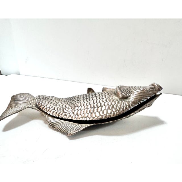 Silver Vintage Silver-Plated Figural Fish Menu Holder or Place Card Stand, Mid-20th Century For Sale - Image 8 of 12