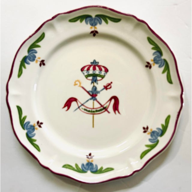 Vintage Saint Amand French Revolution A Ca Ira Coats of Arms Dessert Plate Set produced in mid-20th-century as a...
