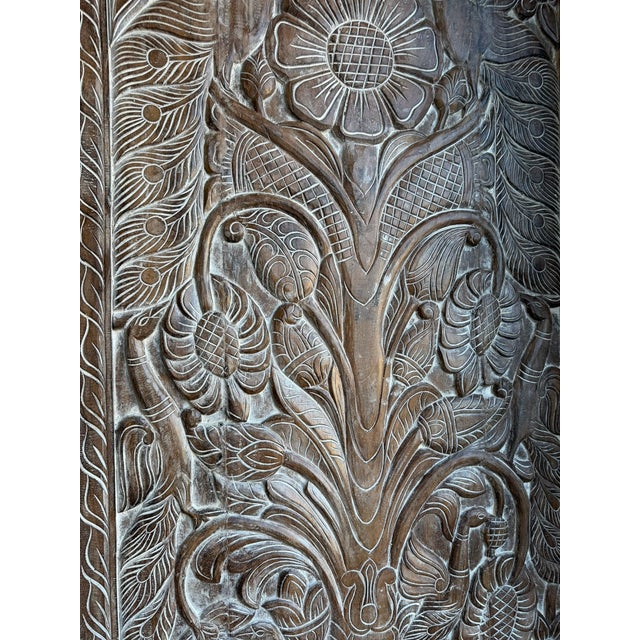 Vintage Tree of Life Carved Wood Panel – Rustic Barn Door Wall Art & Wellness Statement84x36 For Sale - Image 4 of 5