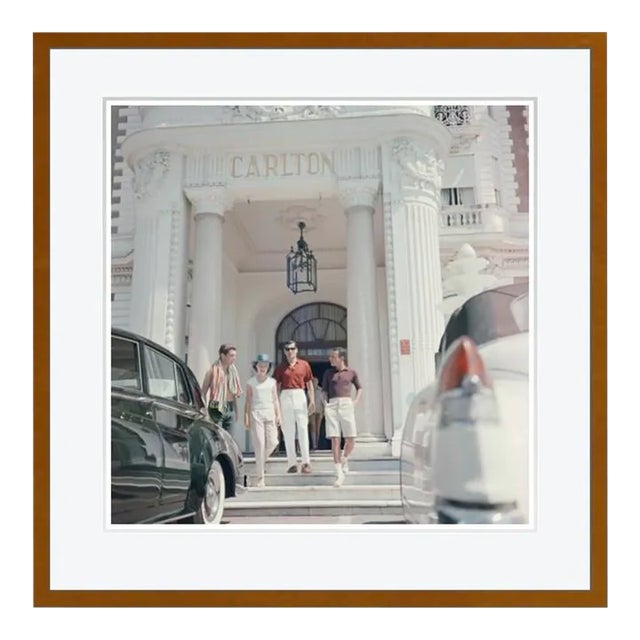 Staying at the Carlton 1958 by Slim Aarons Brown Framed C Print For Sale