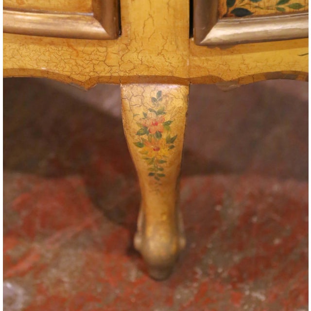 Mid-Century Italian Painted Demi-Lune Commode With Floral and Figural Panel For Sale - Image 13 of 14