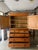 Beautiful English pine linen press with the original rosewood knobs and golden honey patina. Dated circa 1840, this linen...