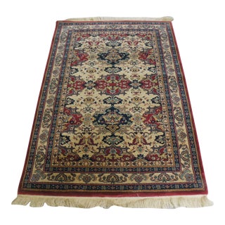 Mid 20th Century Vintage Nourison Jewel Collection Beige Wool Floral Area Rug 805-30 4' X 6' For Sale