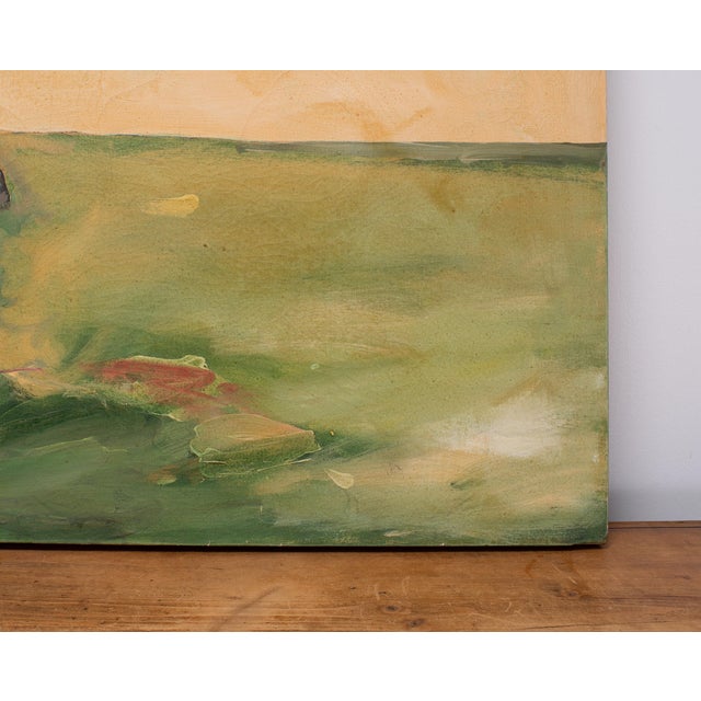 Apricot Ira Yeager 20th C. Corfu Woman on Donkey Oil Canvas Painting 6 Ft For Sale - Image 8 of 18