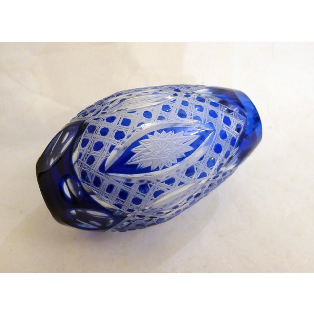 Mid-Century Modern Small Vintage Vase in Cut Bohemian Crystal with Cobalt Blue, 1960s For Sale - Image 3 of 13