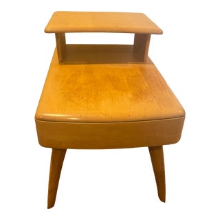 Mid 20th Century Vintage Heywood Wakefield Two-Tiered SideTable With Drawer For Sale