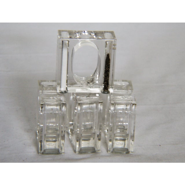 Postmodern 1980s Lucite Salt & Pepper Shaker Napkin Rings - Set of 4 For Sale - Image 3 of 3